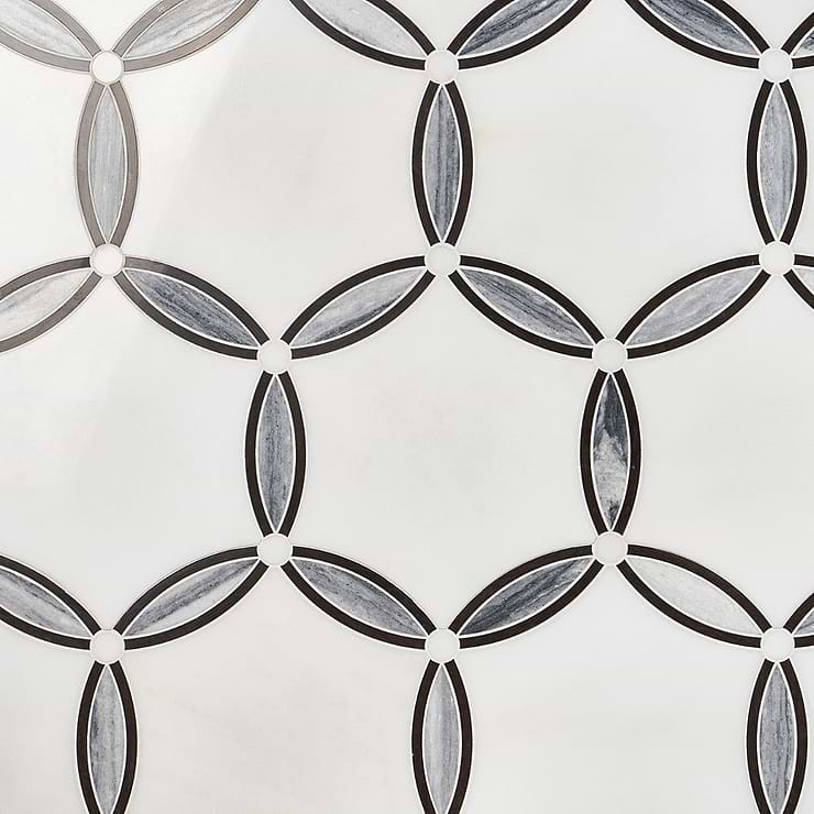 Celine Bianco White Polished Marble Mosaic Tile