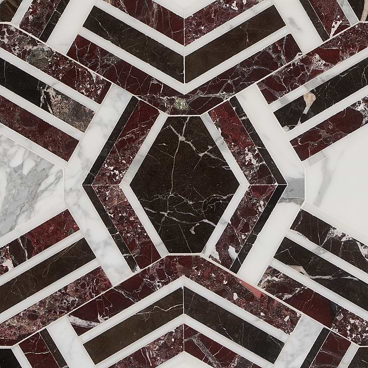 Mezzo Bordeaux Polished Marble Mosaic
