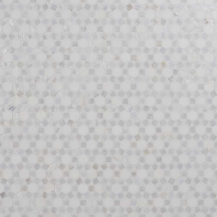 Victoria Pearl & White Thassos Marble Polished Mosaic Tile