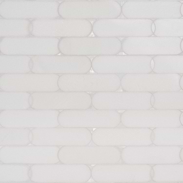 Norway White Thassos 2x6 Polished Marble and Pearl Waterjet Mosaic Tile - Sample