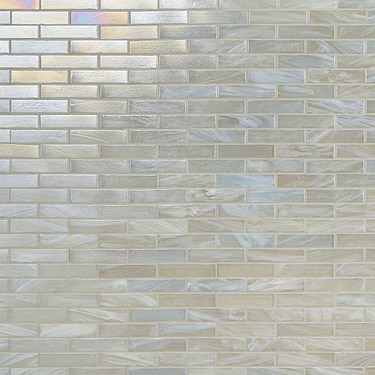 Artwater Iridescent White 1x4 Brick Polished Glass Mosaic - Sample