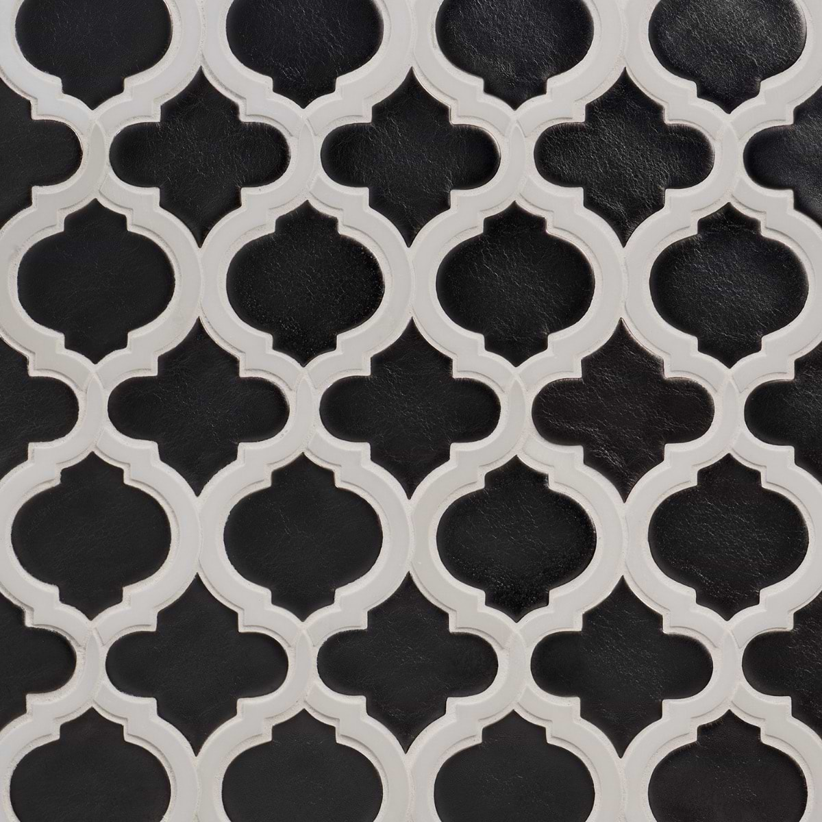 Nabi Arabesque Gunmetal Gray 4" Mixed Finish Glass & Marble Mosaic Tile