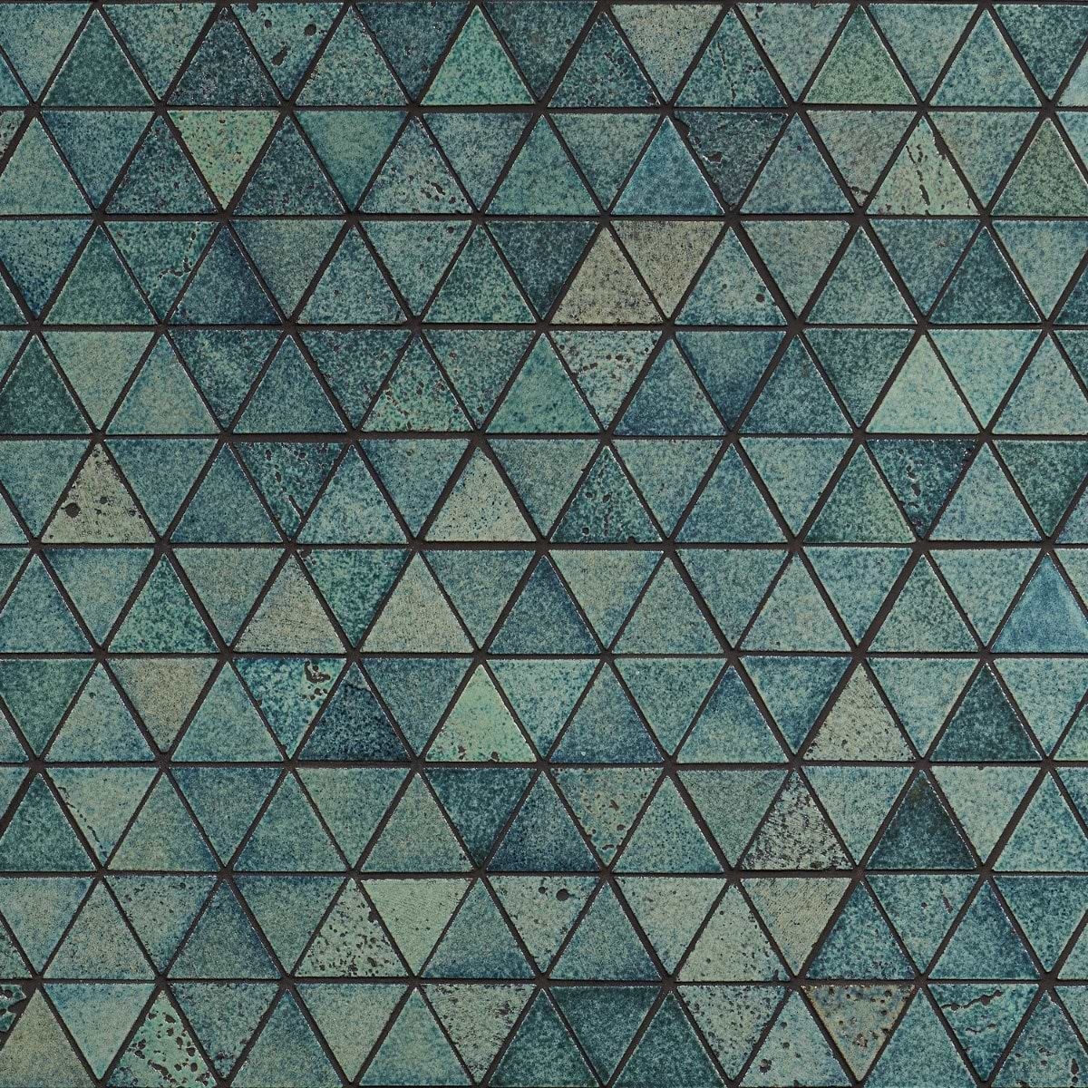 Bushwick Aquamarine Green 2" Triangle Glossy Lava Stone Mosaic Tile