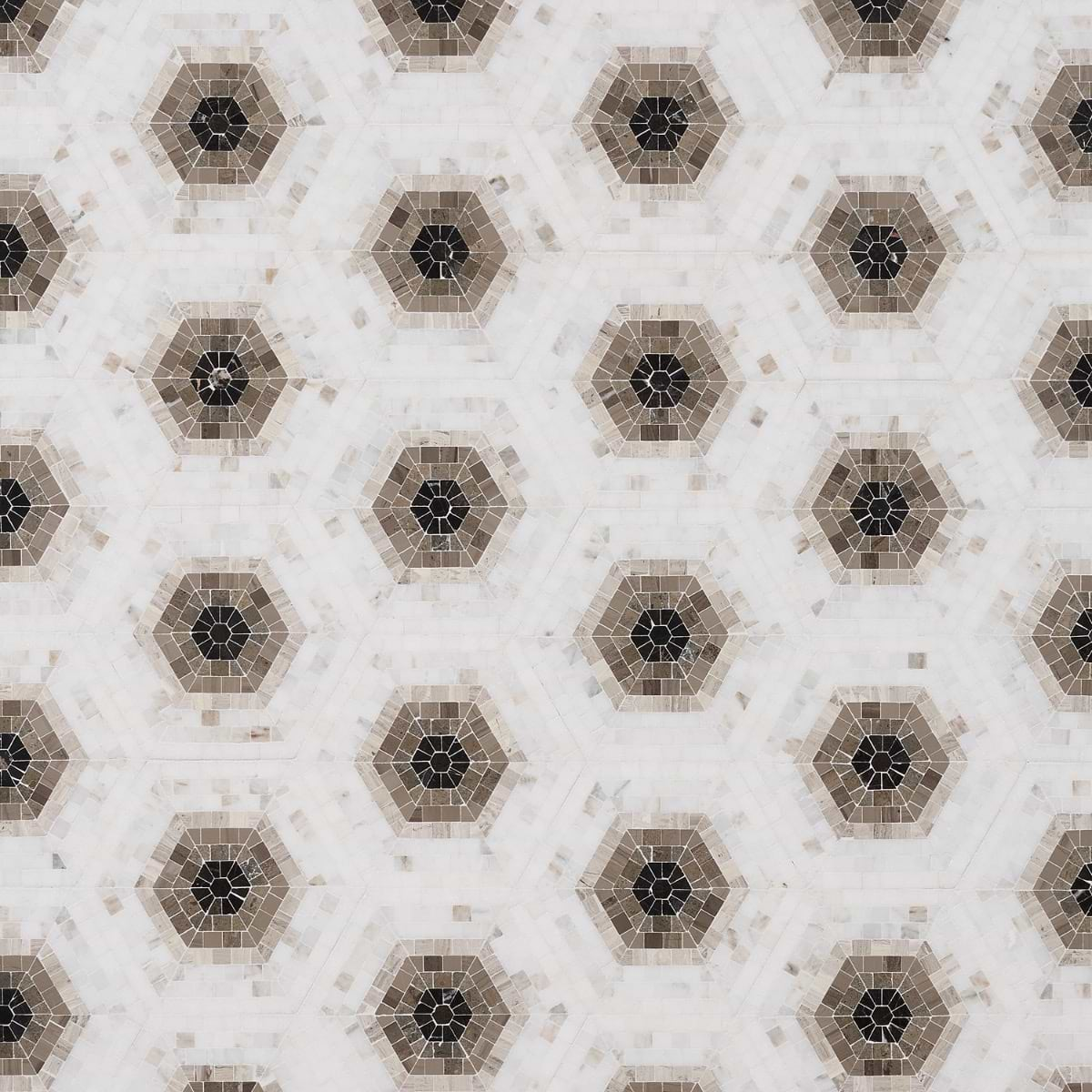 Ako Saint Laurent Brown 6" Hexagon Marble Micro Mosaic Tile