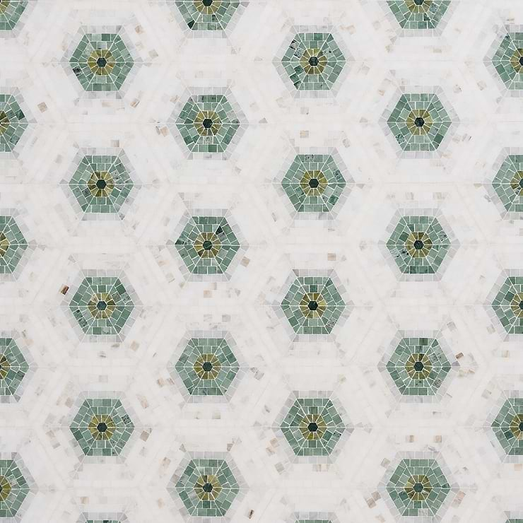 Ako Verde Green 6" Hexagon Marble Micro Mosaic Tile