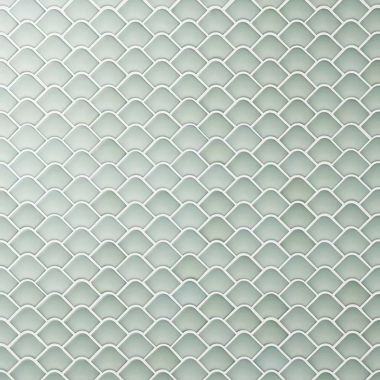 Suki Green 2x3 Fishscale Matte Glass Mosaic Tile