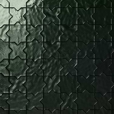 Behati Green 4" Star Cross Polished Glass Mosaic Tile - Sample
