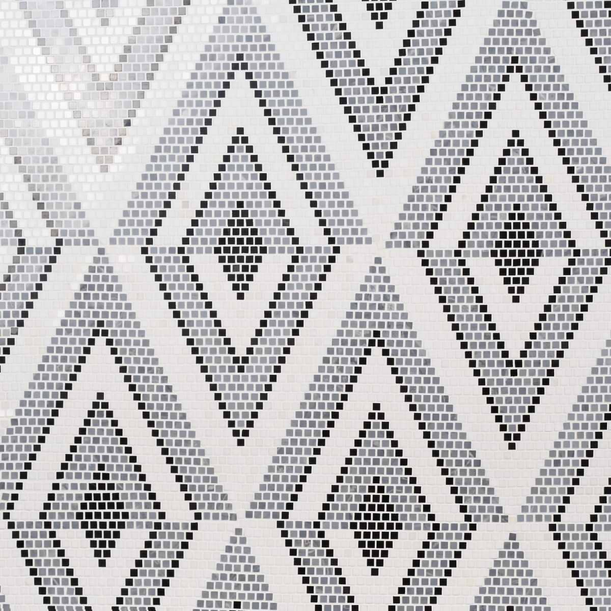 Uma Gray and White Polished Marble Micro Mosaic Tile