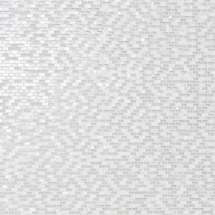 Paragon Pearl Lace Gray Mini Brick Marble & Glass Mosaic Tile