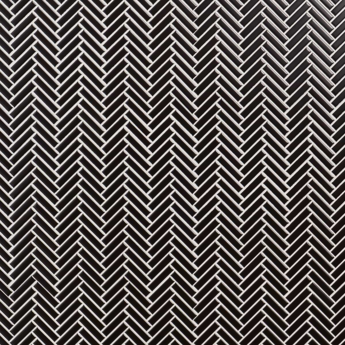 Kai Black 1x2" Herringbone Matte Porcelain Mosaic Tile