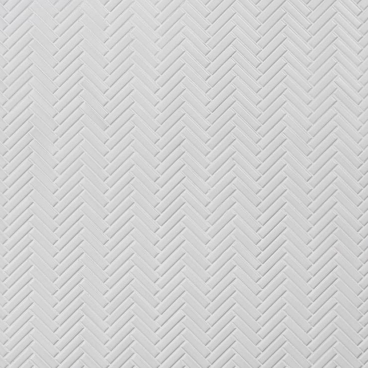 Kai White 1x2" Herringbone Matte Porcelain Mosaic Tile