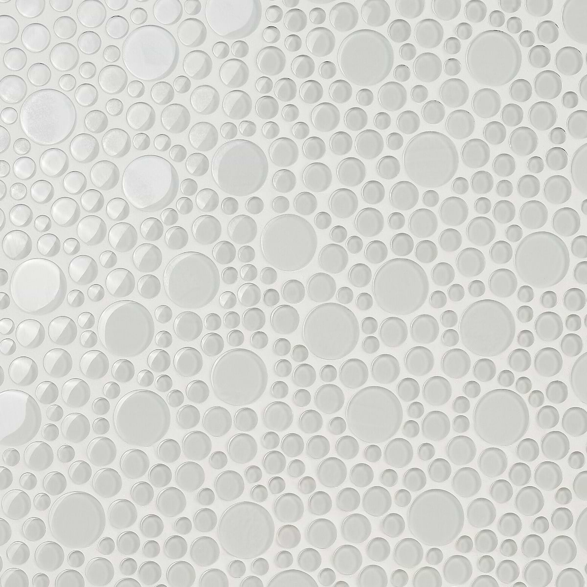 Loft Spa Super White Circles Glass Polished Mosaic Tile