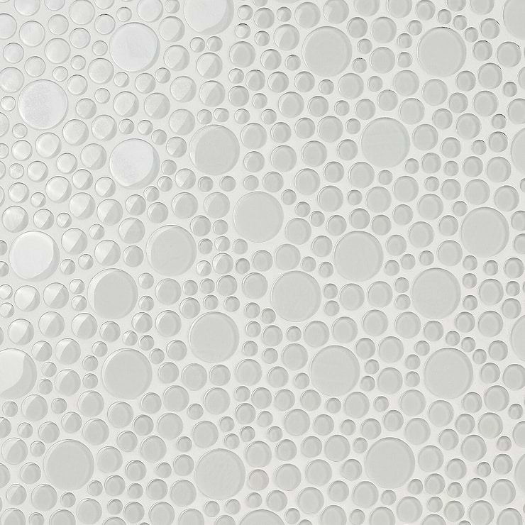 Loft Spa Super White Circles Glass Polished Mosaic Tile