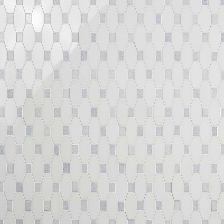 Octave Thassos & Blue Celeste 2x4 Marble Polished Mosaic Tile