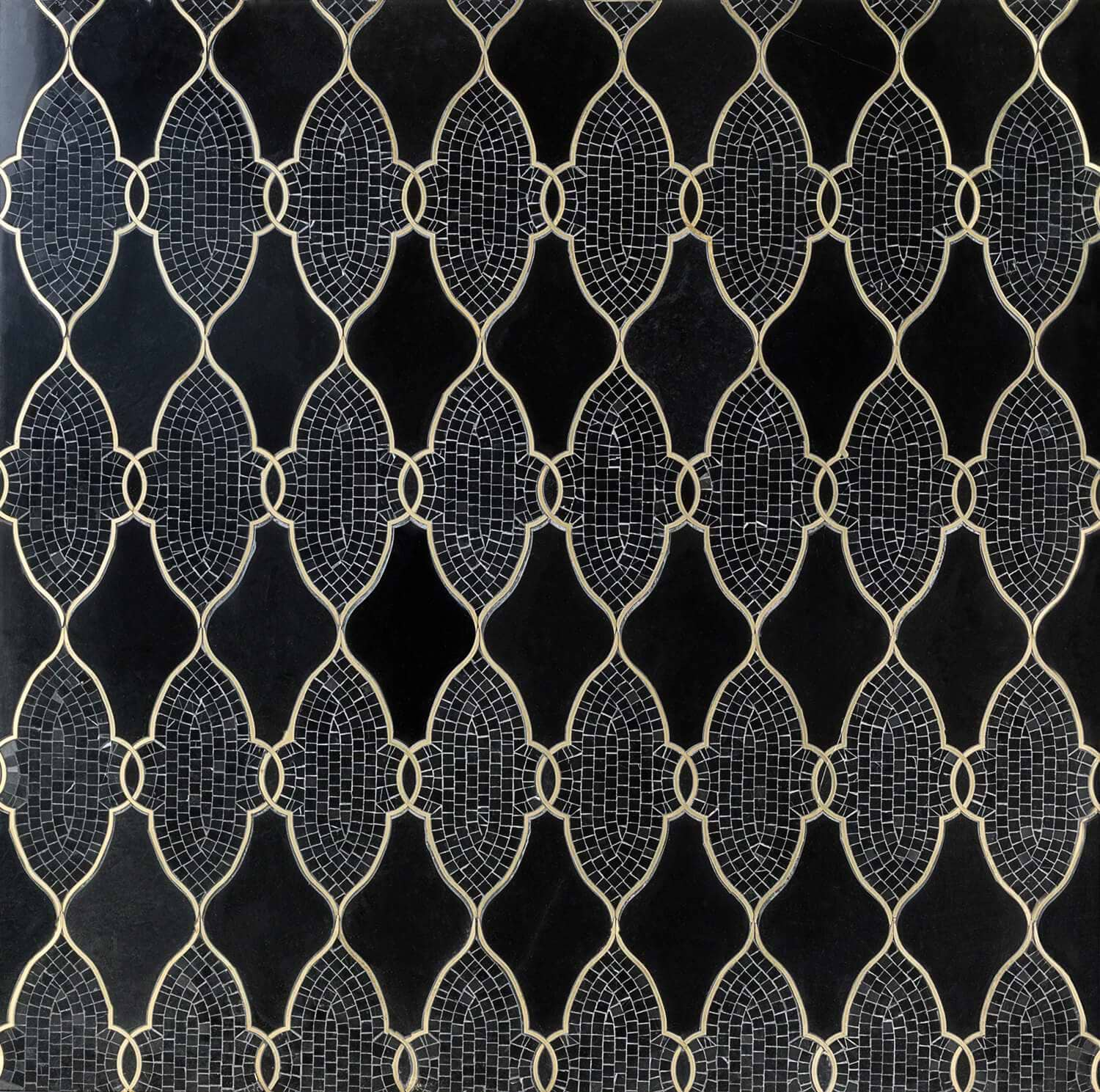 Duchess Ana Black Marble & Brass Polished Tile