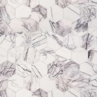 Lilac White 3" Hexagon Honed Marble Mosaic