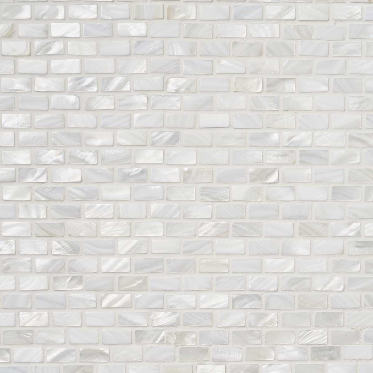 Mother of Pearl Oyster White Pearl 1/2x1 Mini Brick Polished Mosaic Tile