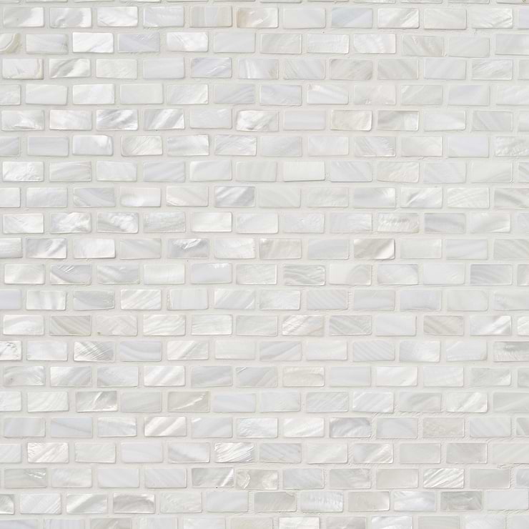 Mother of Pearl Oyster White Pearl Mini Brick Polished Mosaic Tile
