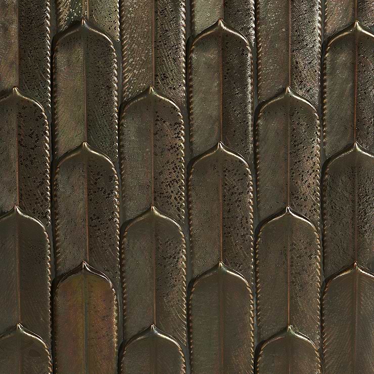 Disco-Nabi Quill Metallic Copper Brown 3D Matte Mosaic Tile