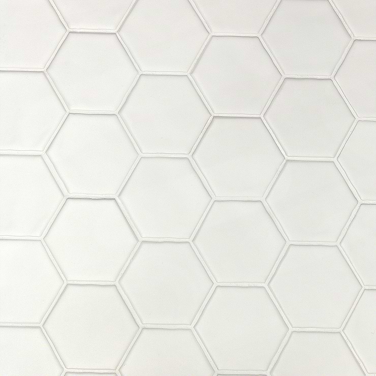 Meadowmere Cement White 3" Hexagon Matte Ceramic Tile