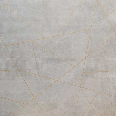 Whitney Cemento Gray and Gold Line 24x48 Artisan Decor Matte Porcelain Wall Tile - Sample