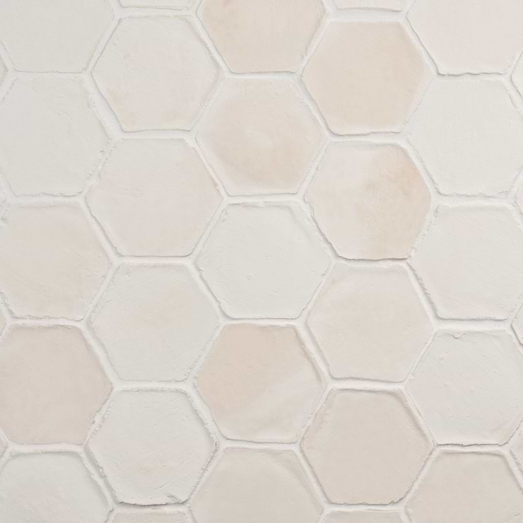 Terra Villa White 4" Hex Matte Presealed Genuine Terracotta Tile