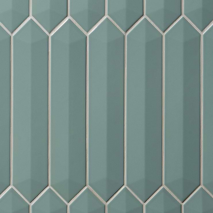 Kent Jade Green 3D 3x12 Contour Picket Polished Ceramic Wall Tile