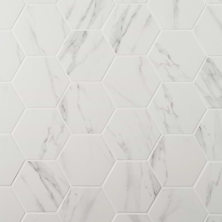 Amalfi Statuario 6” Hexagon Polished Porcelain Tile