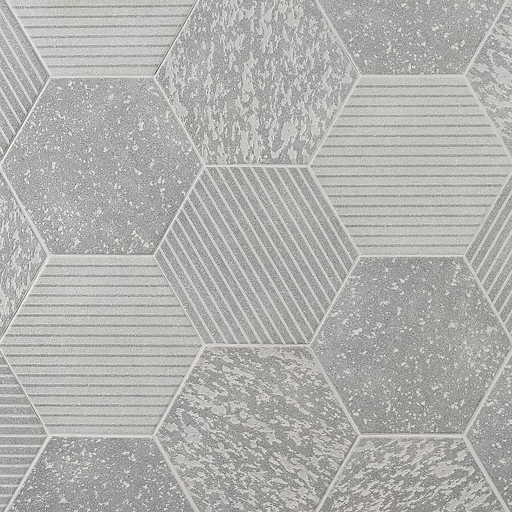 Texstone Deco Gris Gray 9" Matte Porcelain Hexagon Tile