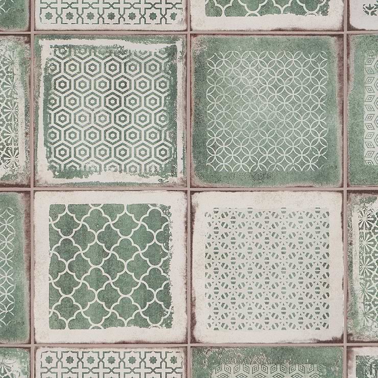 Los Lunas Deco Green 8x8 Matte Porcelain Tile