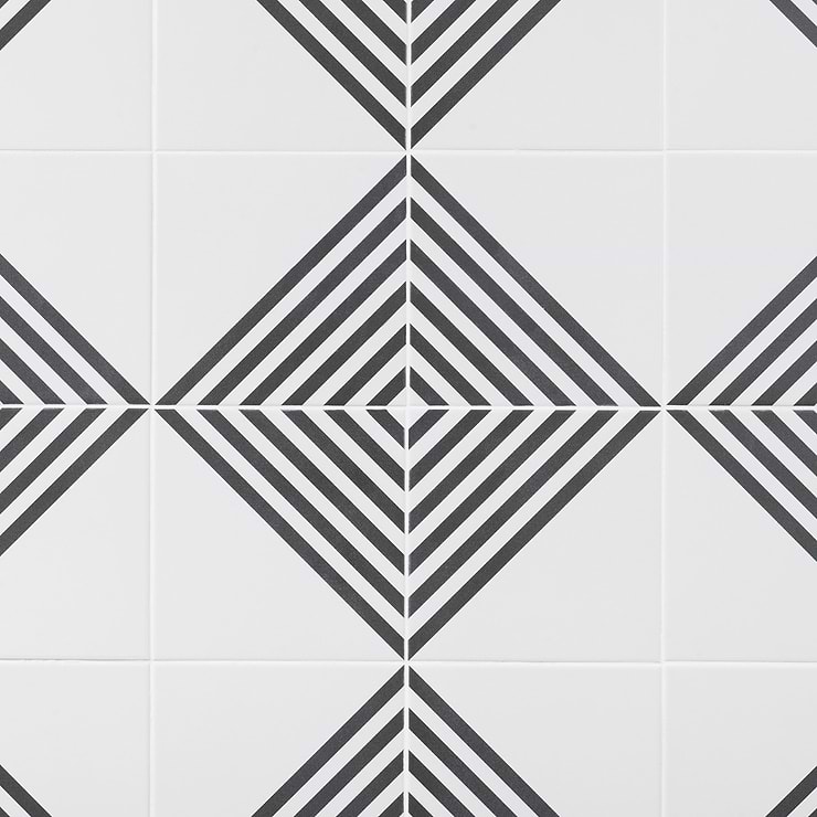 B2W Stripe Positive 8x8 Matte Porcelain Tile