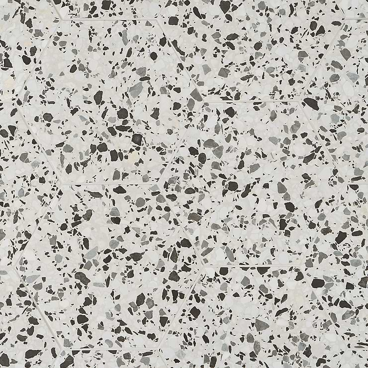 Disco-Six Hexagon Gray 12.5" Terrazzo Look Matte Porcelain Tile