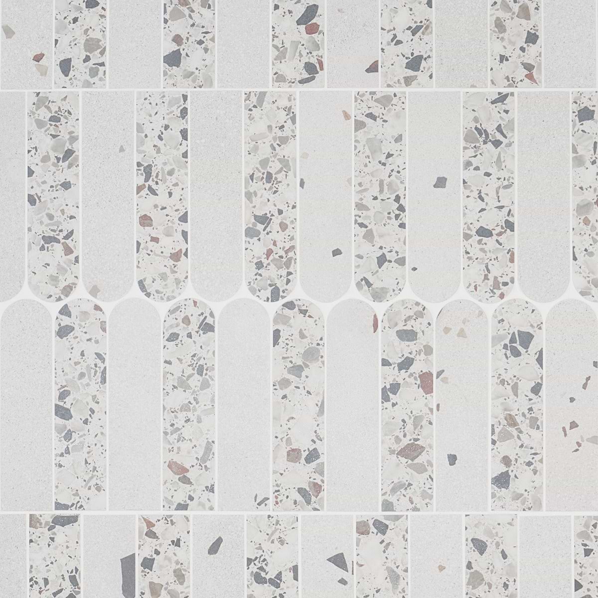 Shop Kobe Fin Ice White 2x8 Terrazzo Look Matte Porcelain Mosaic Tile