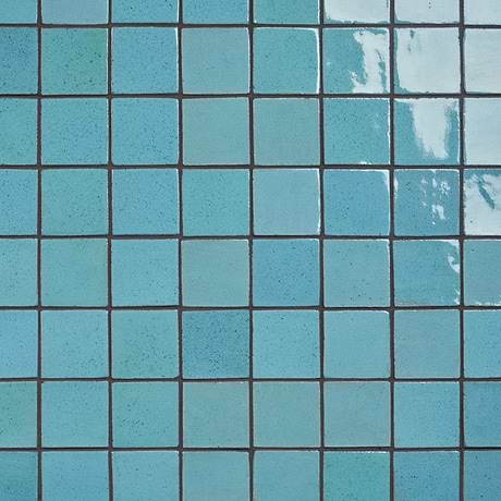 Emery Blue 4x4 Square Handmade Crackled Glossy Terracotta Tile