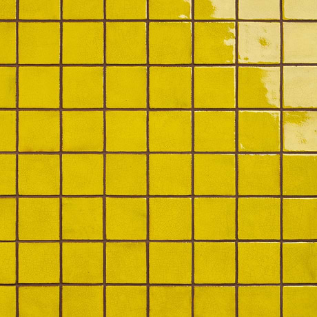 Emery Yellow 4x4 Square Handmade Crackled Glossy Terracotta Tile