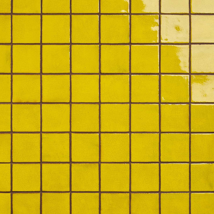 Emery Yellow 4x4 Square Handmade Crackled Terracotta Tile
