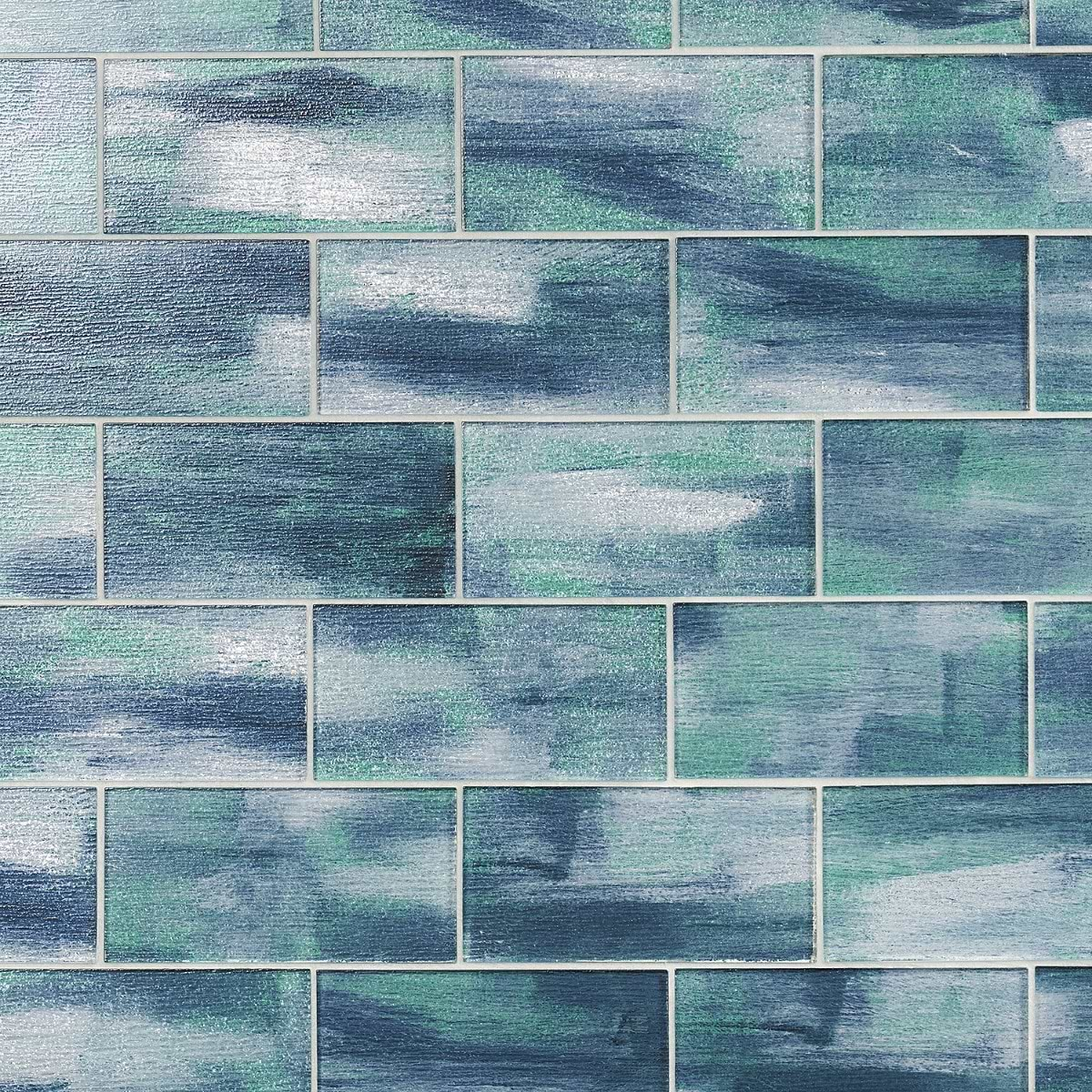 Veda Aqua 4x9 Polished Glass Tile