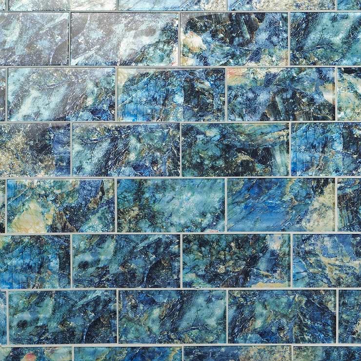 Gem Azul Blue 4x9 Polished Glass Tile