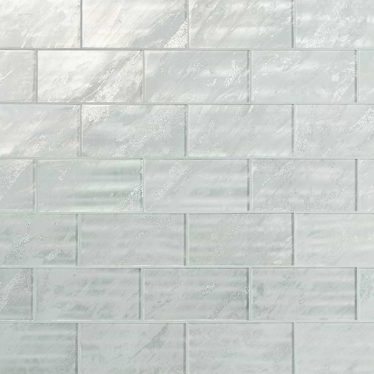 Gem Ice Gray Diamond 4x9 Polished Glass Tile
