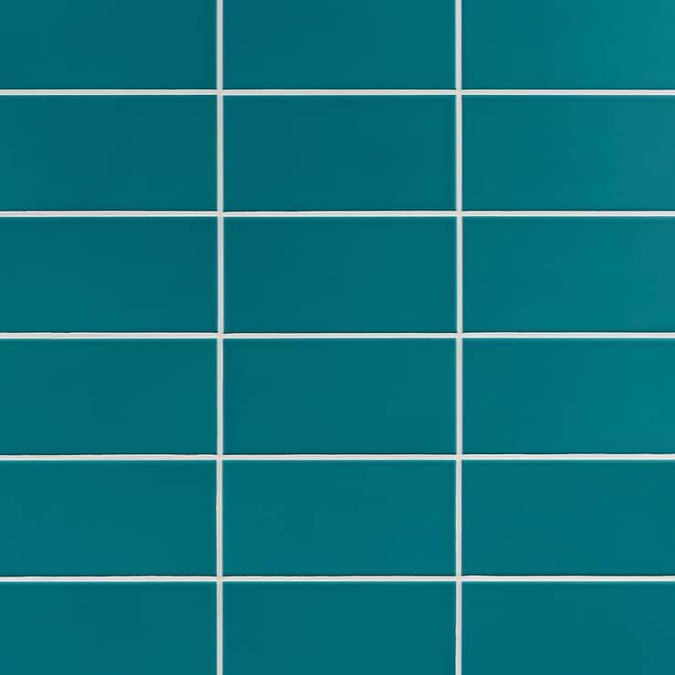 Stacy Garcia Maddox Teal Blue 4x8 Matte Ceramic Subway Wall Tile