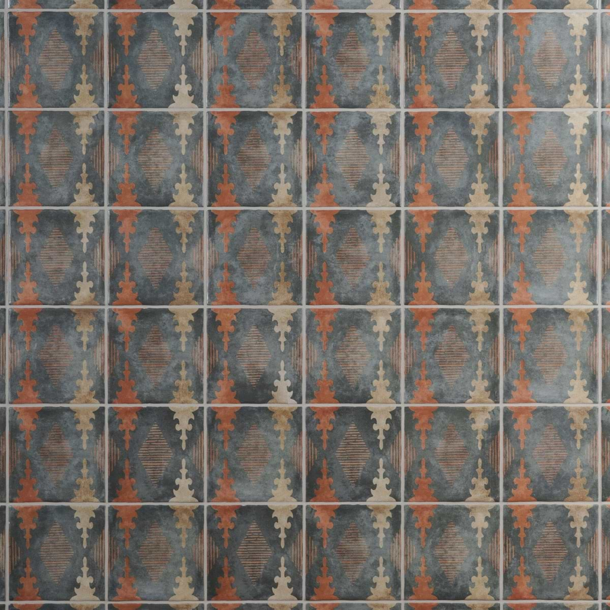 Paula Purroy Talia Aztec Blue Terracota 5x5 Matte Ceramic Tile