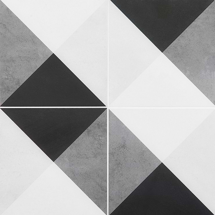 Art Geo by Elizabeth Sutton Cement Deco Charcoal Gray 8x8 Matte Porcelain Tile: Pattern 2