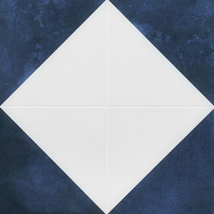 Art Geo Cement Dos Blue by Elizabeth Sutton 8x8 Matte Porcelain Tile: Diamond Pattern
