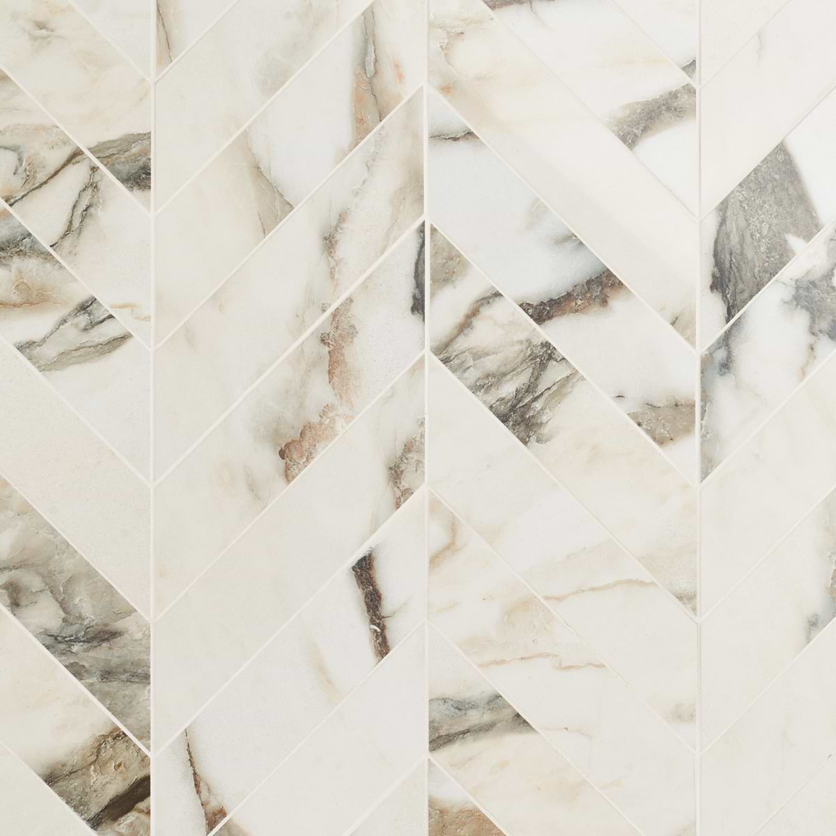 DreamStone Calacatta Rustico 2x8 Chevron Polished Porcelain Mosaic