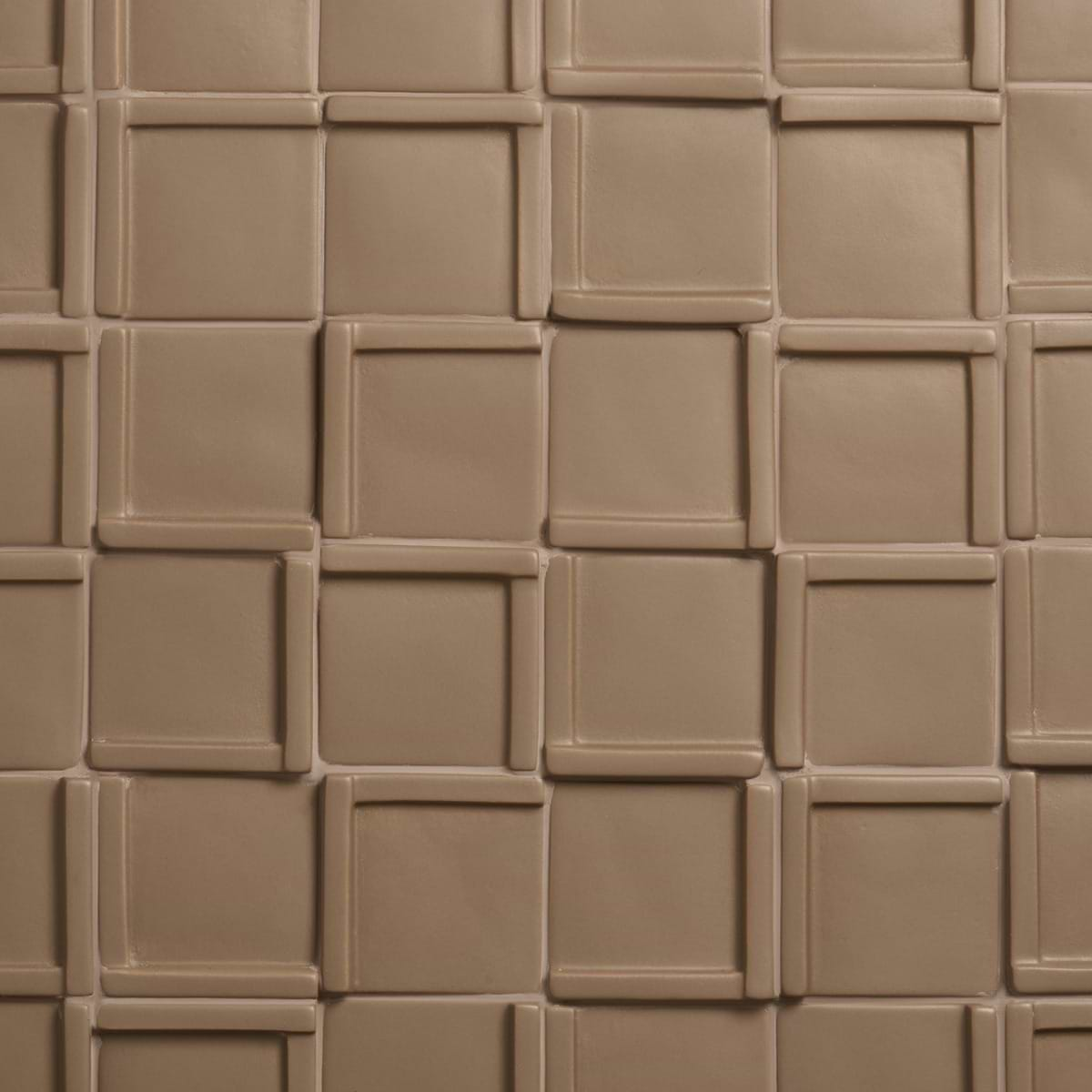 Roller Cross Taupe 4x4 3D Handmade Matte Ceramic Tile