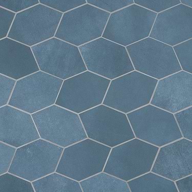 Bond Indio Blue Foliage Hexagon Matte Porcelain Mosaic - Sample