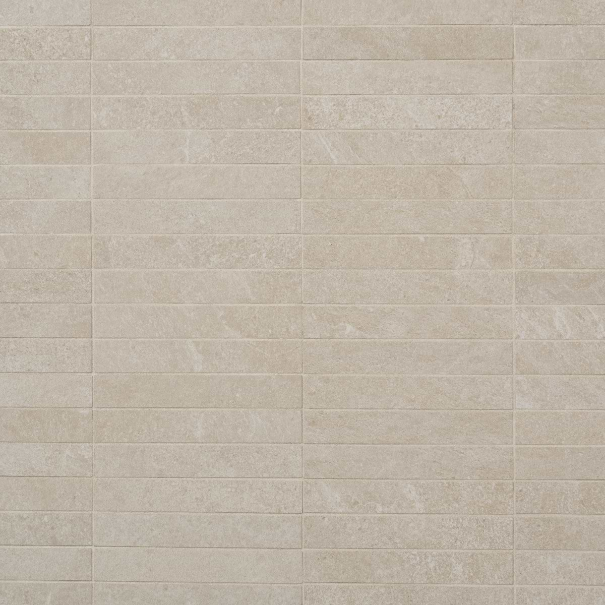 Era Crema Beige 1x6 Stacked Limestone Look Matte Porcelain Mosaic Tile