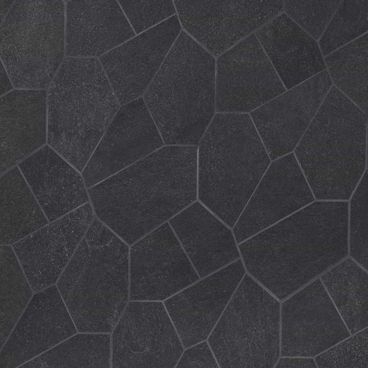 Era Charcoal Black Organic Pattern Limestone Look Matte Porcelain Mosaic Tile