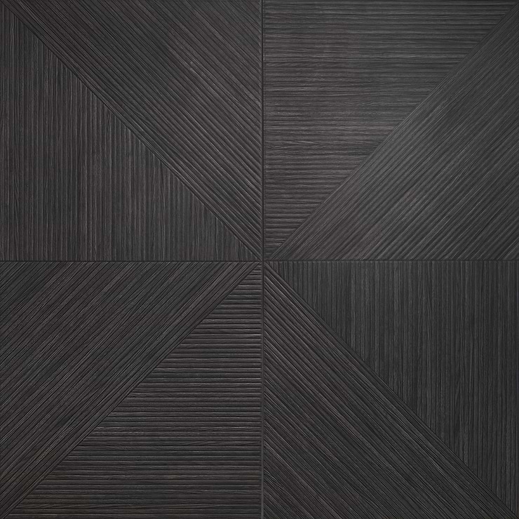 Enso Charcoal Black 24x48 Ribbed Matte Porcelain Wood Look Tile