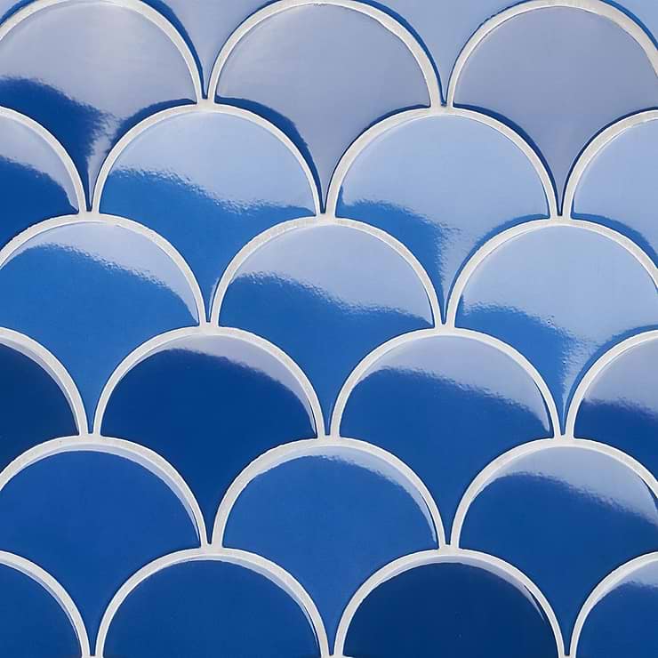 Highwater Turchese Blue Fishscale 2x5 Polished Ceramic Wall Tile
